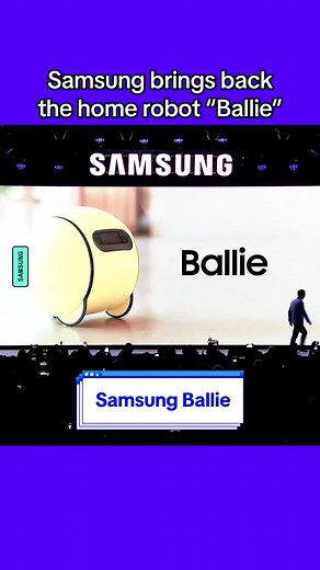 Samsung revealed its new version of Ballie, an AI-powered home robot. Its signature new feature is that it can project things onto the floor, wall, or ceiling. No details though about if or when it will be released or how much it could cost. #samsung #ballie #ai #ces2024 #tech #techtok