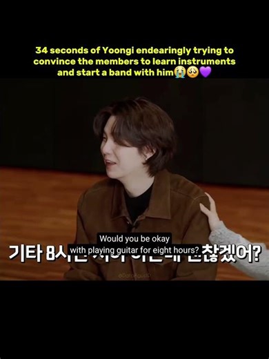 #Yoongi endearingly trying to convince the members to learn instruments &start a band with him😭#SUGA