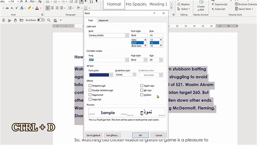 How to give text shadow effect in MS Word