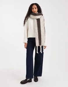 Glamorous stripe blanket scarf in grey and brown | ASOS
