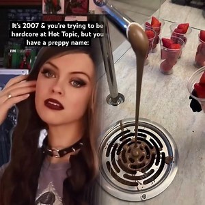 Being “hardcore” at Hot Topic in the #2000s, but your preppy name makes you a poser. #nostalgia