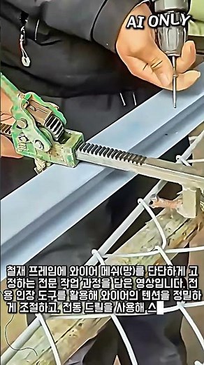 [철망 시공] 전용 공구를 활용한 와이어 메쉬 인장 및 스크류 고정 방법 #worker #process #construction #hardware #craftman