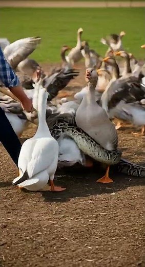 A huge python tries to swallow whole...