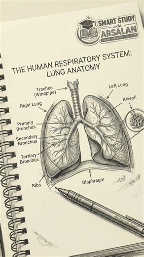 The Human Respiratory System:Lung Anatomy Explained (Sketch Tutorial #biology#science #youtubeshorts