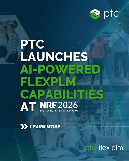 PTC FlexPLM on Instagram: "👀Catch us at NRF ’26 at booth #3346 (Level 3, Expo Hall) to see our new AI‑powered capabilities in action. AI Talks: Sun, Jan 11 — 3:30 PM | Mon, Jan 12 — 1:00 PM More details in the press release linked in our bio🔗 #NRF2026 #DevelopedonFlex #FlexPLM #AI #IntelligentProductLifecycle"
