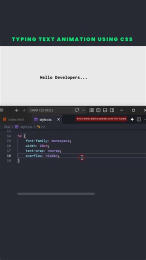 🔥 Typing Text Animation using Pure CSS #webdesign #programming #coding