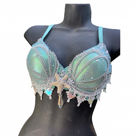 Iridescent Seashell Mermaid Bra Top (made to Order Item): Starfish | Seashell Bra | Siren | Mardi Gras Outfit - Etsy