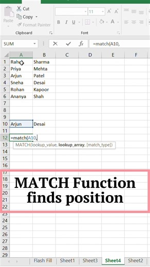 MATCH Function in Excel 🔥 Find the Position Instantly!