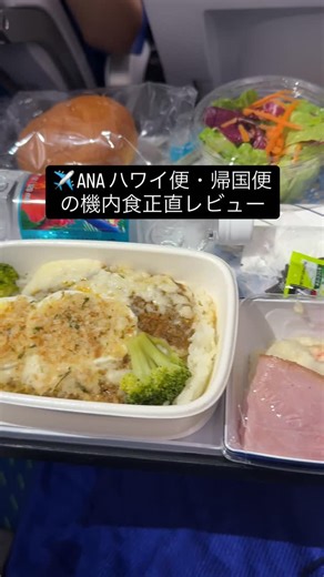 ノマド旅ハック on Instagram: "✈️ ハワイ帰国便の機内食、正直レビュー。 1回目のメインは普通に美味しかった。 安定感あるし、ちゃんと満足感あり◎ しかもハーゲンダッツ付き🍨 しかもカチカチ（←地味に嬉しい） でも…… 2回目の軽食が 🥐小さなパン 🥔ポテトチップ 正直、お腹空きすぎました😇 昔は帰国便でも もう少し“ちゃんとした軽食”があった記憶なんですが… 最近のハワイ便、こんな感じですか？ 乗ったことある方どうでした？ #ハワイ旅行 #ハワイ便 #機内食 #帰国便 #海外旅行"