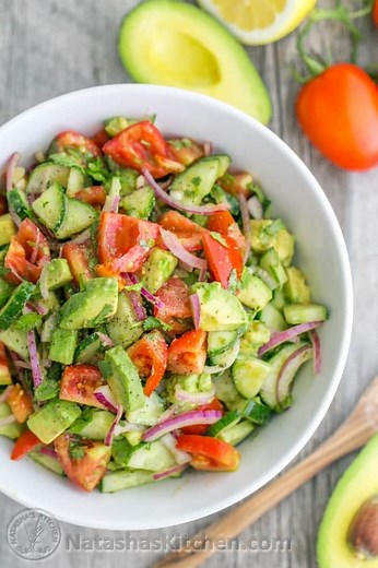 Seriously Delicious Cucumber Tomato Avocado Salad! 🥗 RECIPE: https://natashaskitchen.com/cucumber-tomato-avocado-salad/ | NatashasKitchen.com
