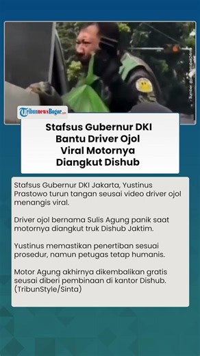 Stafsus Gubernur DKI Bantu Driver Ojol Motornya Diangkut Dishub, Sebut Penertiban Sesuai Prosedur