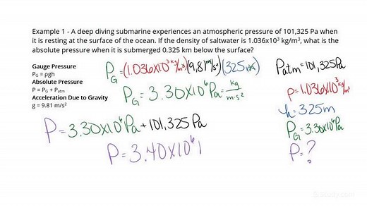 How to Find the Absolute Pressure in a Constant Density Fluid at a Certain Depth | Physics | Study.com