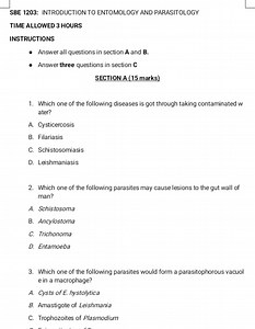 SBE 1203: INTRODUCTION TO ENTOMOLOGY AND PARASITOLOGYTIME ALLO... | Filo