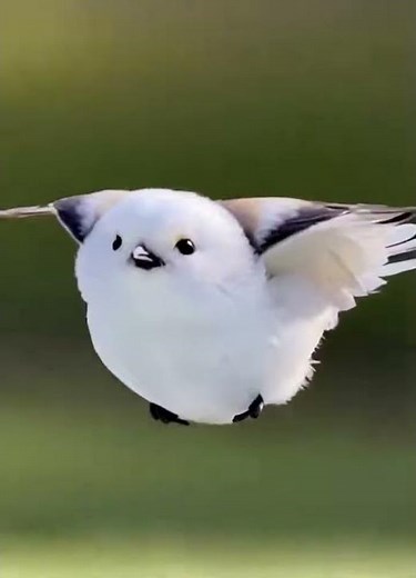 Flight Shima Enaga, a Japanese bird who looks like a cotton ball & often referred as “snow fairies”