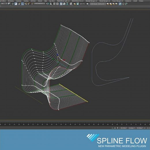 Spline Flow – Smooth Flow from Spline to Spline. Parametric Spline Modeling plugin for 3Ds Max
