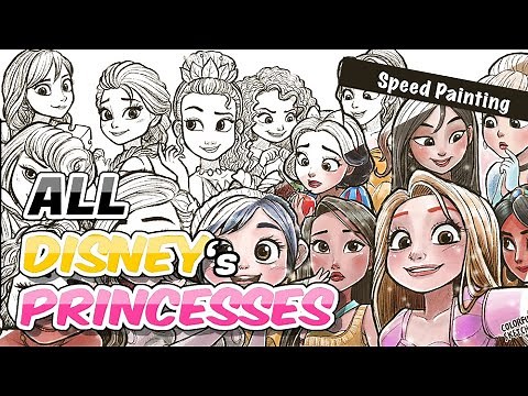 How to draw All Disney's Princesses | Speed Painting | Wreck-it Ralph 2 | iPadPro with Procreate
