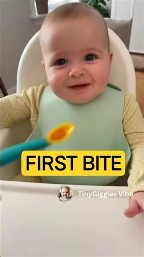 Baby tries first solid food 😂 | cutest reaction ever