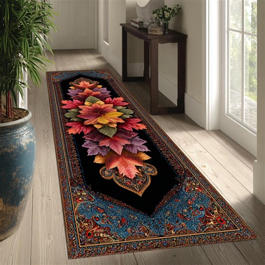 Autumn Leaves Runner Rug, Colorful Fall Carpet, Vibrant Maple Leaf Hallway Runner, Cozy Seasonal Decor, Boho Fall Area Rug, Runner - Etsy