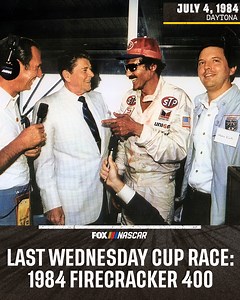 The last time the Cup Series ran on a Wednesday, it was an all-time classic. Richard Petty got win #200 in the 1984 Firecracker 400. Coverage from Darlington begins Wednesday at 7:30p ET on FS1. | NASCAR on FOX