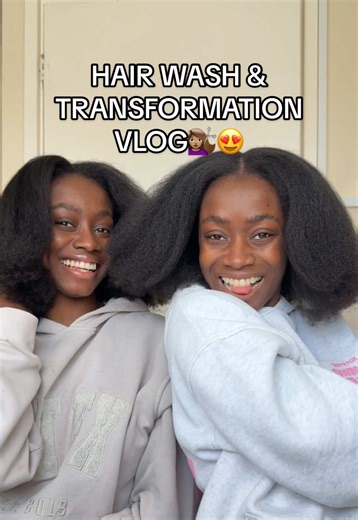 we warned you these would end up back on our heads😅😂 let’s go on a hair transformation!💇🏽‍♀️😍 #twins #hairtransformation #naturalhair #wiginstall #blackgirltiktoks @Shark Beauty UK @Only Curls @tginatural @The Ordinary