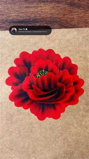 ❤️🌹Vibrant RED acrylic, One Stroke flower painting technique🖌️🎨💯🫶🏻