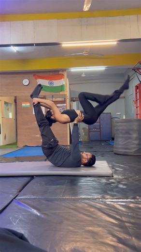 Try this challenge acroyoga with partner #acrobatics #shorts #viral #trending