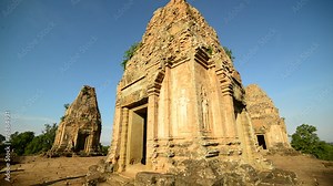 Zoom Out of Ancient Temple Room on Top of Temple - Angkor Wat Temple Complex, Cambodia