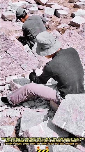 Fitting & Positioning Natural Stone Blocks for Stable Retaining Wall #dailywork