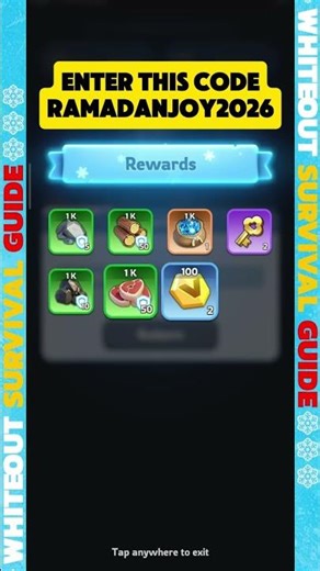 ❄️ Whiteout Survival — New Redeem Code: RamadanJoy2026 🎁 #shorts