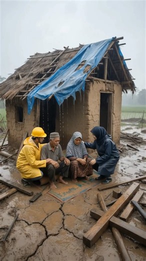 Kind young couple help elders couple turn mud hut into solar home ☀️ #Kindness #ASMR #Renovation