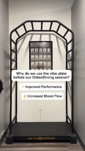 Why do we use the vibe plate? 🤔 We incorporate it before and after each session for a reason! Before your workout, the vibe plate activates your muscles and boosts circulation, ensuring your body is primed for maximum effectiveness. After your session, it aids in recovery by reducing soreness and promoting relaxation. This gentle vibration enhances flexibility and prepares your body for optimal results. Experience the full benefits of our innovative approach to bone health! 💪 #OsteoStrong #Vib