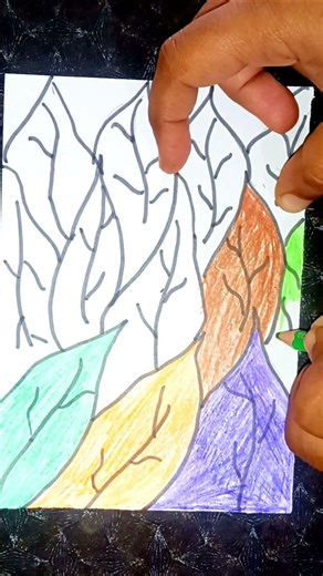 🌿 Leaves Pattern 🌱 | 🎨 Kids Drawing Leaves Pattern | How to Draw Leaves Pattern #shorts #shortvideo