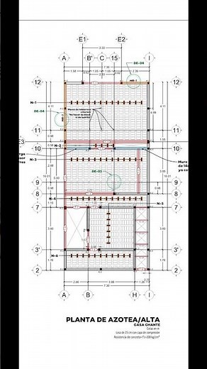Plano Estructural de Azotea #ingenieria #arquitectura #calculoestrutural #trabes #nervaduras #losa