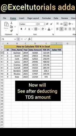 How to calculate TDS in Microsoft Excel #exceltips #exceltricks #excel #microsoftexcel #tutorials