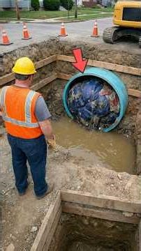 Workers Found Plastic Mass Clogging Pipe…