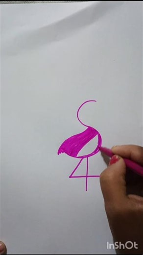 How to draw flamingo on paper by S #drawing #art