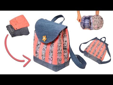 An amazingly simple idea to sew a backpack out of old jeans!