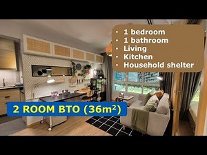 HDB BTO 2 room flexi show flat 36sqm | Interior design tour with floor plan