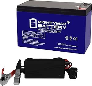 Mighty Max Battery 12V 7AH GEL F1 Replacement Battery Compatible With Sports Tennis Tutor Pro Lite, Plus + 12V Charger