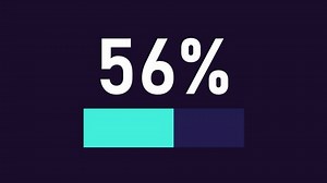 Progress bar animation. Processing animated element. Percentage diagram filling up. Data loader, loading indicator. Isolated illustration on dark background. Transition alpha video. Motion graphic