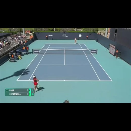 Alex Eala's historic win against Jelena Ostapenko in the 2025 Miami Open was a thrilling match that showcased her exceptional skills and determination. Here are some throwback highlights ¹ ² ³: - *Upset Victory*: Eala, ranked 140th in the world, stunned Ostapenko, a former French Open champion and world No. 25, with a 7-6(2), 7-5 win in the round of 64. - *Crisp Service Game*: Eala's strong service game played a crucial role in her victory, with her clinching the win when Ostapenko's return went