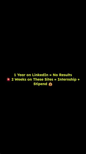 Tishant Agrawal on Instagram: "🚫 Stop Wasting Time on LinkedIn — Use These Internship Sites Instead! Most students spend months on LinkedIn with no replies… but these hidden websites can actually land you internships faster! 💼🔥 Want the full list + apply links? Just follow and comment “INTERNSHIP” and I’ll DM you everything 📩 #Internship2026 #PlacementPrep #InternshipSites #CareerTips"