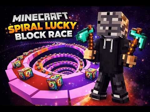 Playing Minecraft Spiral Lucky Block Race.