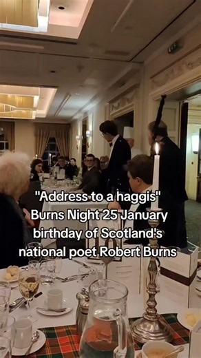 “Address to a Haggis” 🥃🥁 A Scots-language poem written by Scotland’s national bard, Robert Burns 📜 Burns is celebrated around the world every year on 25 January (his birthday in 1759) with Burns Night suppers, poetry and plenty of ceremony✨ This moment was from a Burns Night supper at the Caledonian Club last year complete with tradition, atmosphere and a very proud haggis 🥁🥃 #BurnsNight #RobertBurns #Scotland #Haggis #Scottish | Bobby Seagull