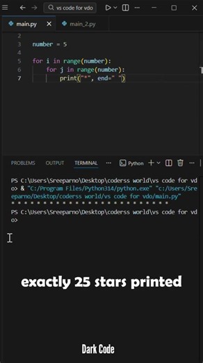 Square Pattern Using Python | Dark Code