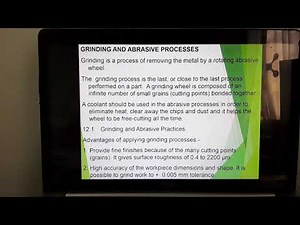 GRINDING AND ABRASIVE PROCESS PART 1