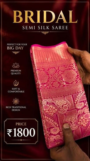 Bridal Semi Silk Saree ₹1800 ✨ Premium Wedding Collection From Elampillai