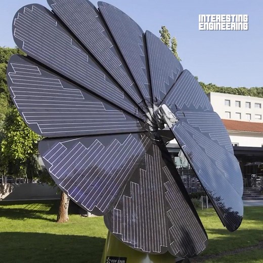 This flower made of solar panels follows the sun throughout the day to ensure maximum clean energy is produced. Via Smartflower | Interesting Engineering
