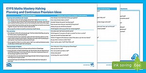 EYFS Maths Mastery Halving Planning and Continuous Provision Ideas