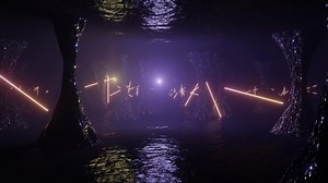 Stock Video Arriving At An Alien Cave With Purple Led Lights Live Wallpaper For PC